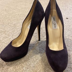 Jimmy choo platform heels suede eggplant purple size 40